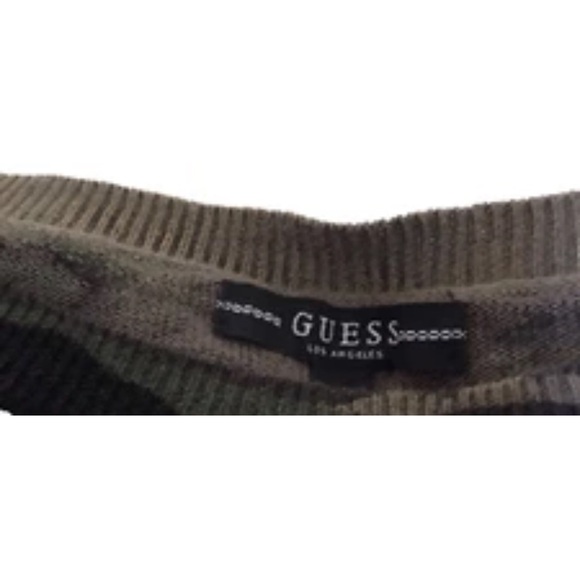 GUESS Linen Blend Green Camouflage Print Sweater Men's Pullover Size M - Picture 3 of 14